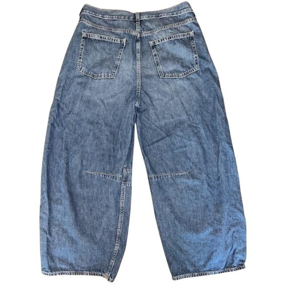 Gap Horseshoe Barrel High Rise Jeans Medium Wash Wide Leg Curved 32 14R Cotton - Picture 2 of 6